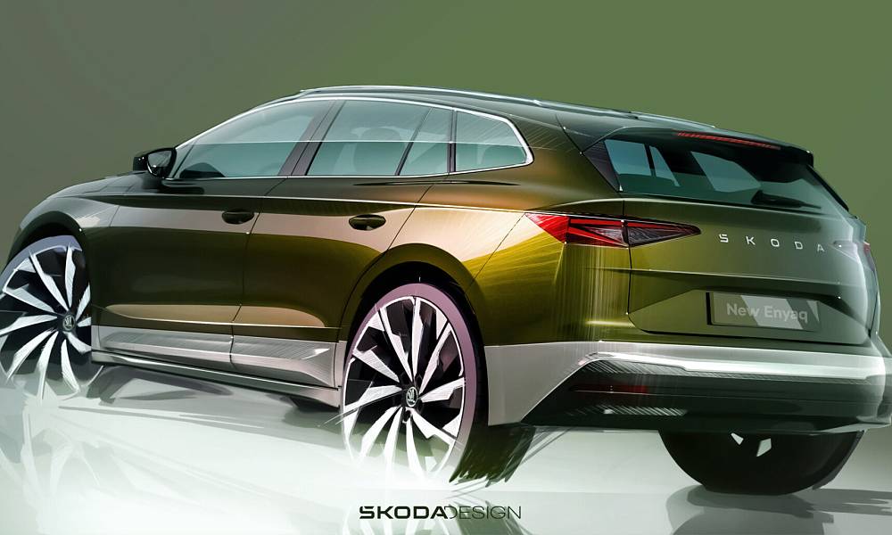 Skoda представила первые изображения обновленных кроссоверов Enyaq и Enyaq Coupe